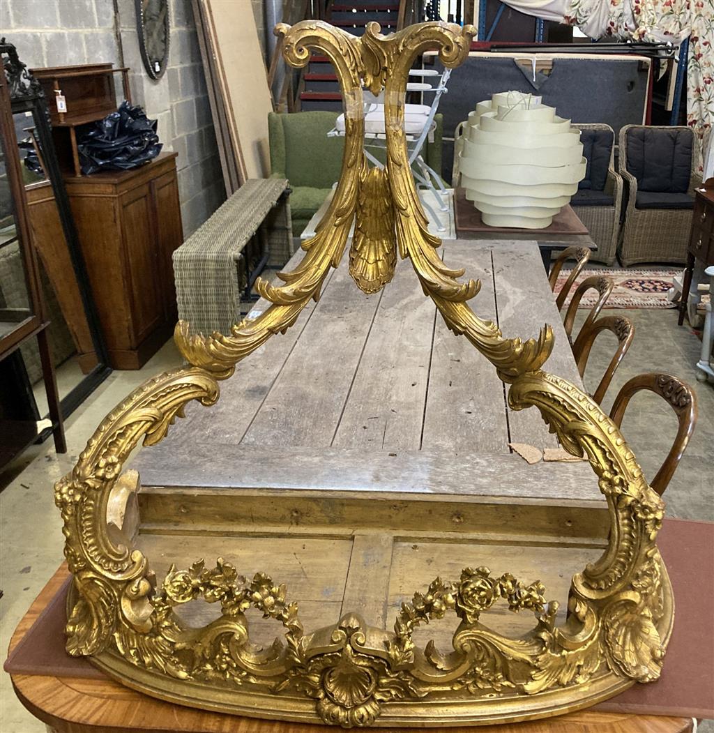 An 18th century style giltwood and gesso marble top console table, width 104cm, depth 48cm, height 90cm